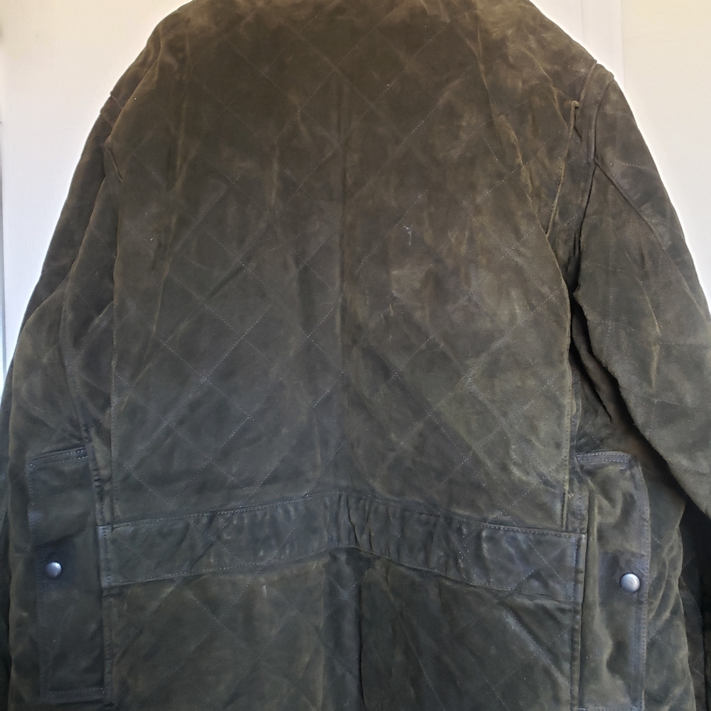 Men's Green Suede Jacket and Grey Wool Coat